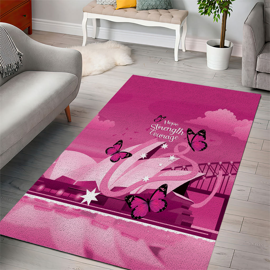 Australia Breast Cancer Support Area Rug Sydney Opera House Butterfly Pink Ribbon