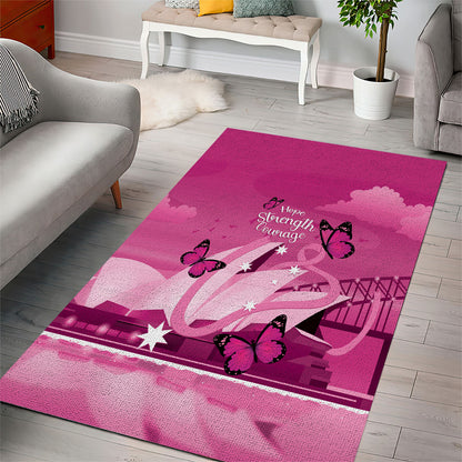 Australia Breast Cancer Support Area Rug Sydney Opera House Butterfly Pink Ribbon