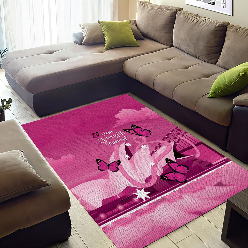 Australia Breast Cancer Support Area Rug Sydney Opera House Butterfly Pink Ribbon