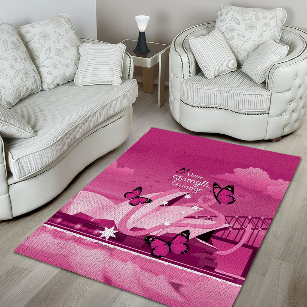 Australia Breast Cancer Support Area Rug Sydney Opera House Butterfly Pink Ribbon