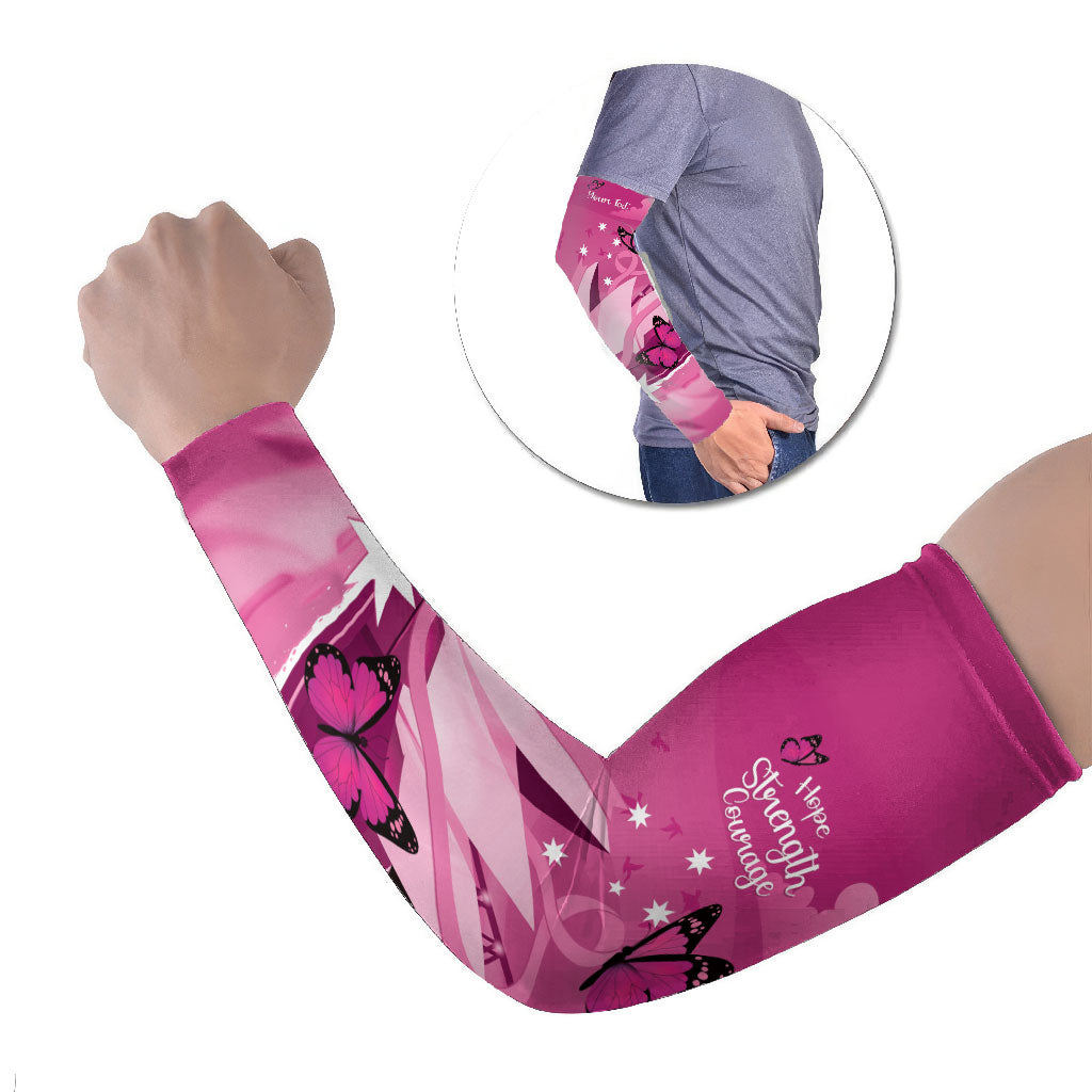 Personalised Australia Breast Cancer Support Arm Sleeves Sydney Opera House Butterfly Pink Ribbon