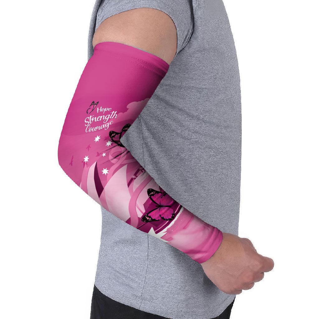 Personalised Australia Breast Cancer Support Arm Sleeves Sydney Opera House Butterfly Pink Ribbon