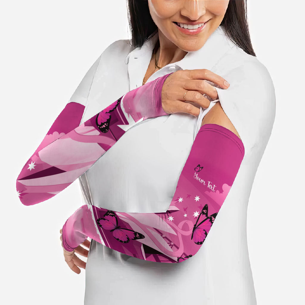 Personalised Australia Breast Cancer Support Arm Sleeves Sydney Opera House Butterfly Pink Ribbon