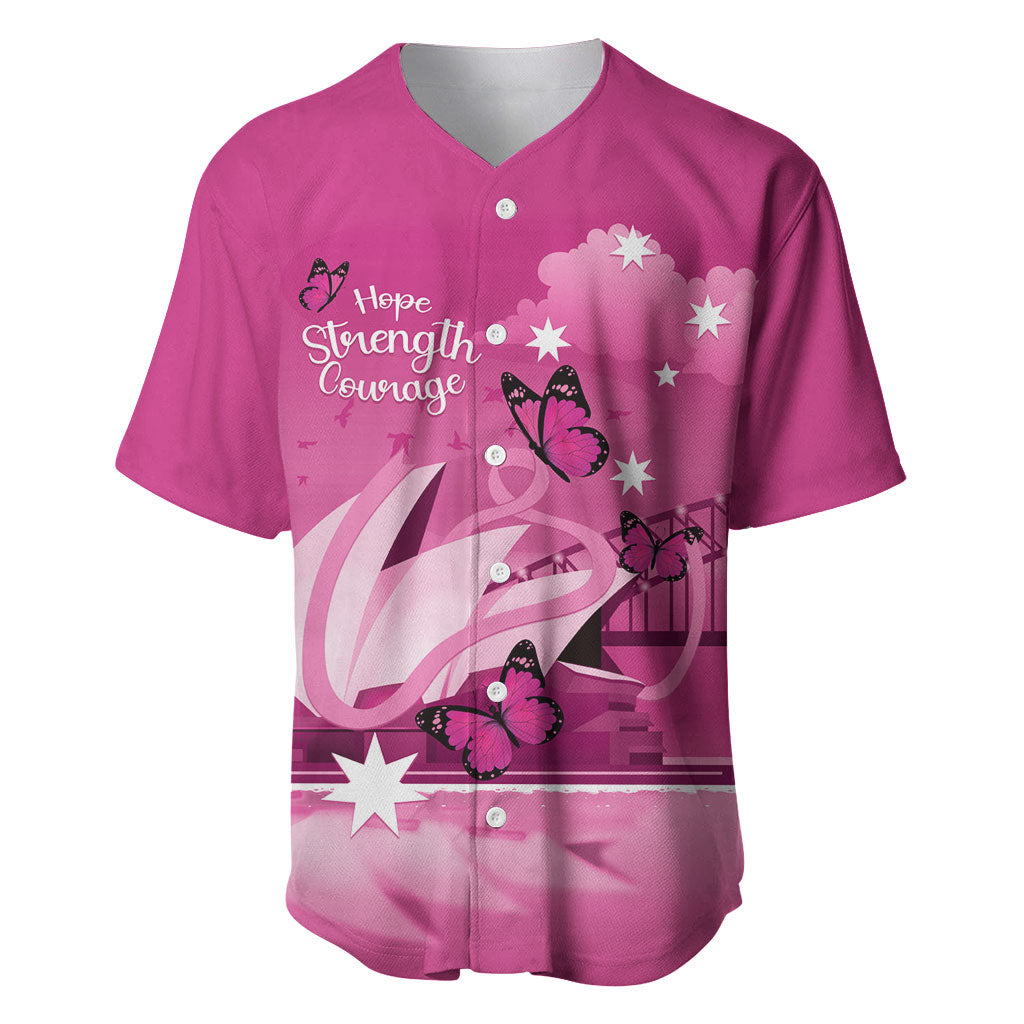 Personalised Australia Breast Cancer Support Baseball Jersey Sydney Opera House Butterfly Pink Ribbon