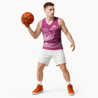 Personalised Australia Breast Cancer Support Basketball Jersey Sydney Opera House Butterfly Pink Ribbon