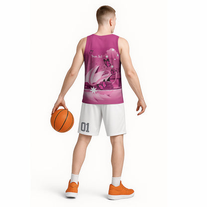 Personalised Australia Breast Cancer Support Basketball Jersey Sydney Opera House Butterfly Pink Ribbon