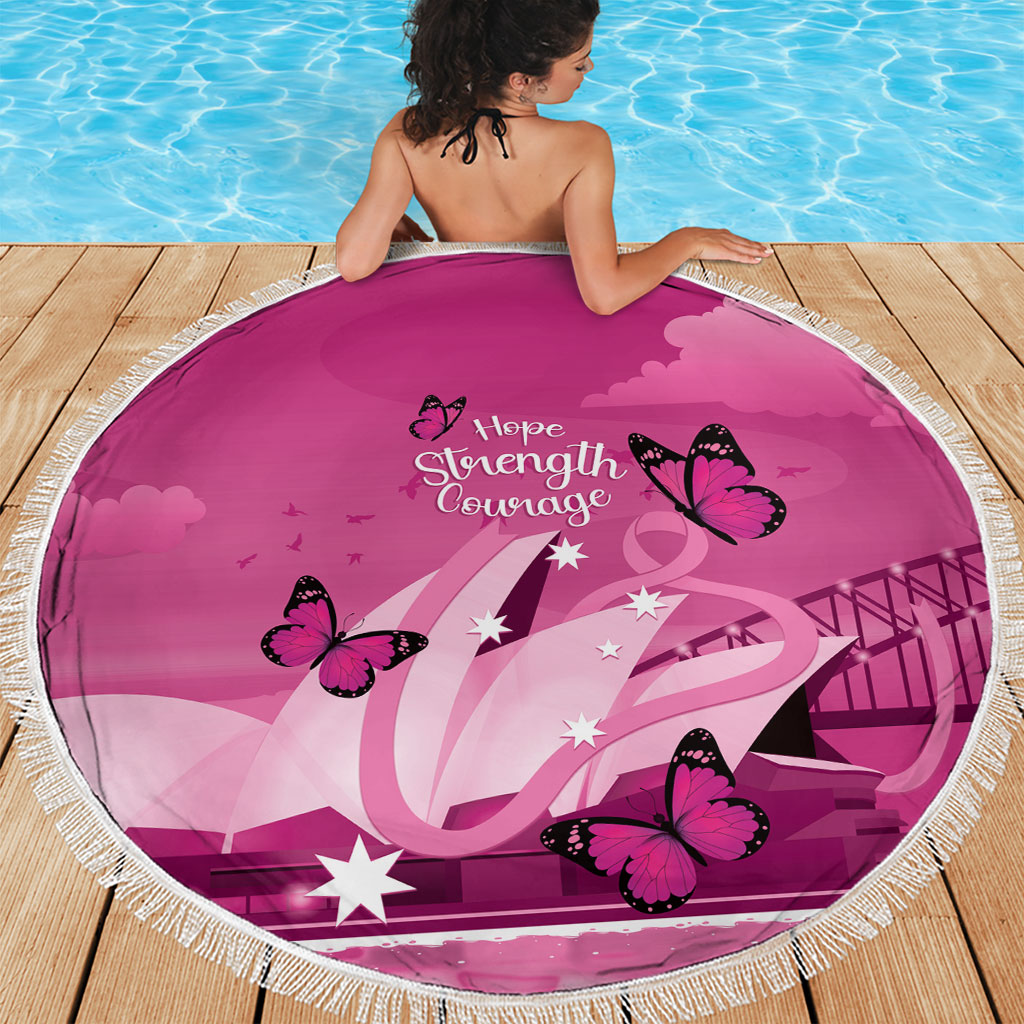 Australia Breast Cancer Support Beach Blanket Sydney Opera House Butterfly Pink Ribbon