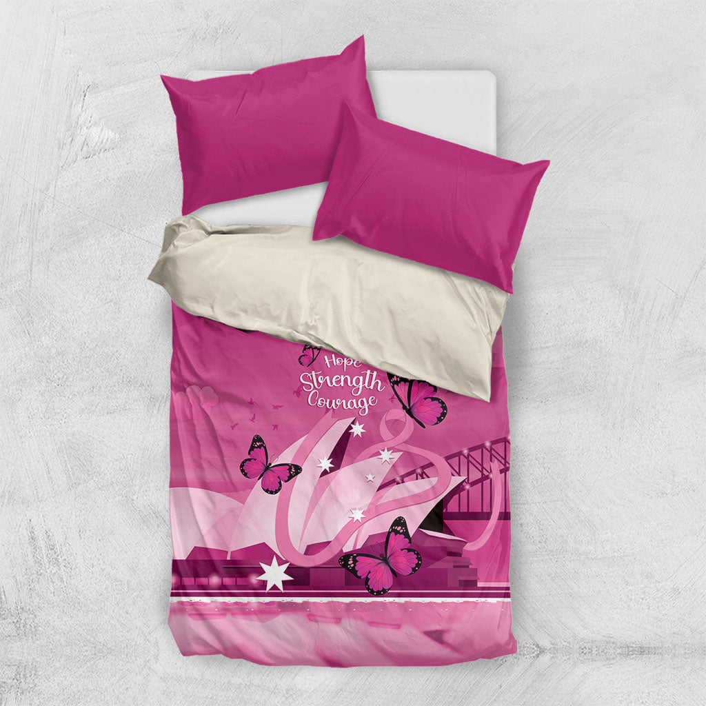 Australia Breast Cancer Support Bedding Set Sydney Opera House Butterfly Pink Ribbon