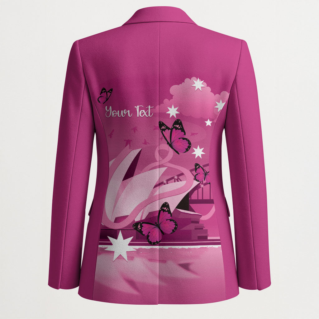 Personalised Australia Breast Cancer Support Blazer Sydney Opera House Butterfly Pink Ribbon