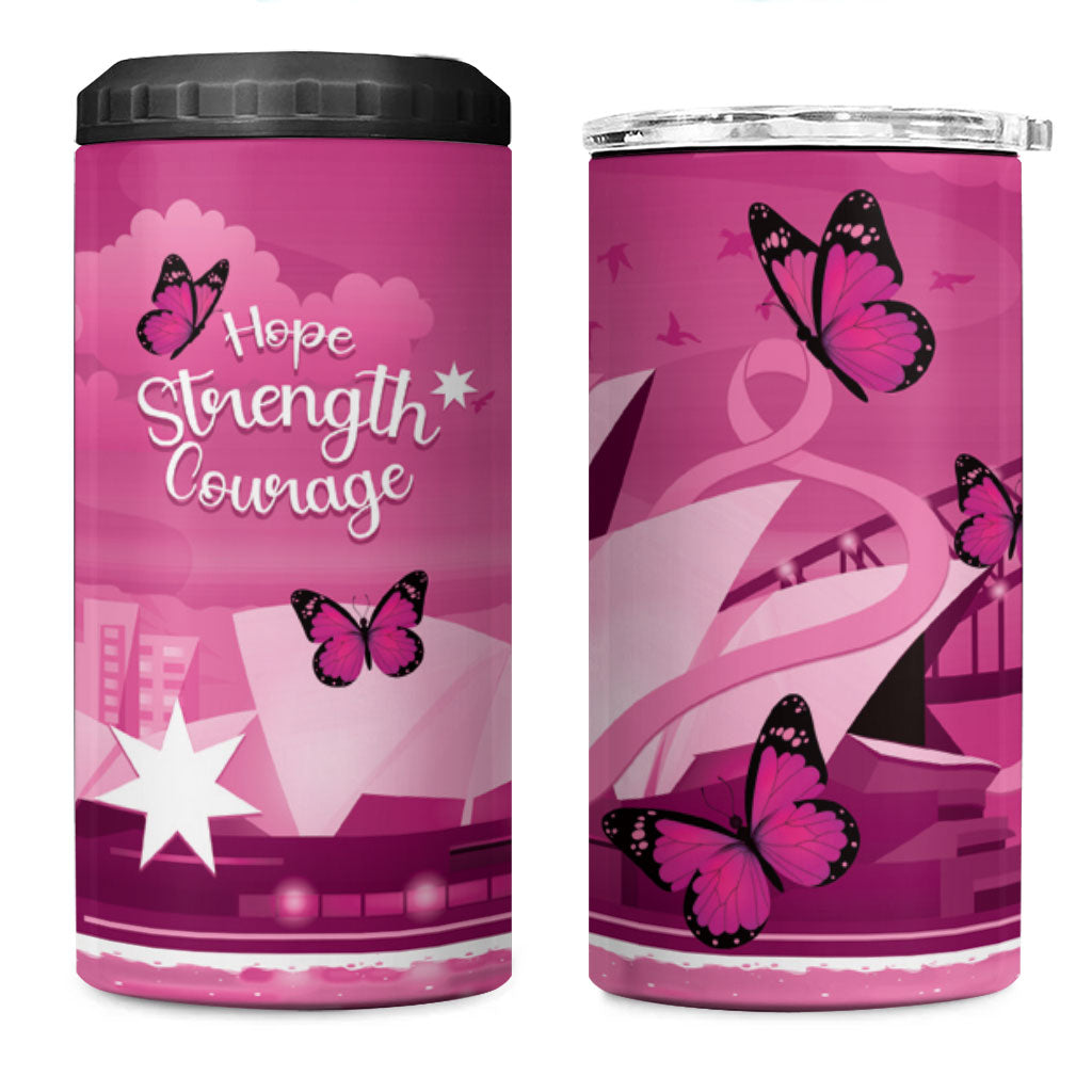 Australia Breast Cancer Support 4 in 1 Can Cooler Tumbler Sydney Opera House Butterfly Pink Ribbon