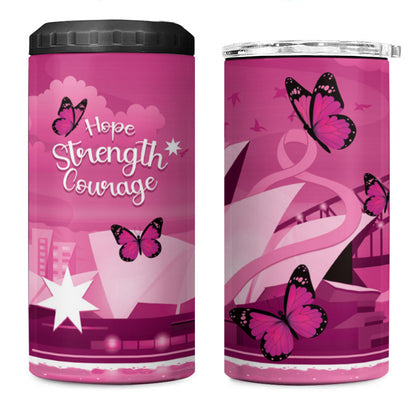 Australia Breast Cancer Support 4 in 1 Can Cooler Tumbler Sydney Opera House Butterfly Pink Ribbon
