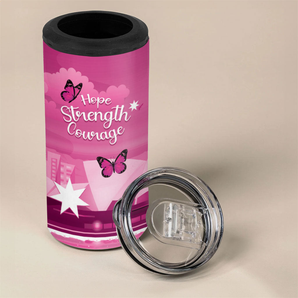 Australia Breast Cancer Support 4 in 1 Can Cooler Tumbler Sydney Opera House Butterfly Pink Ribbon