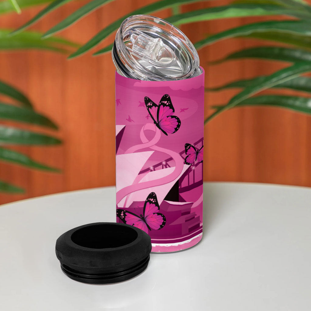 Australia Breast Cancer Support 4 in 1 Can Cooler Tumbler Sydney Opera House Butterfly Pink Ribbon