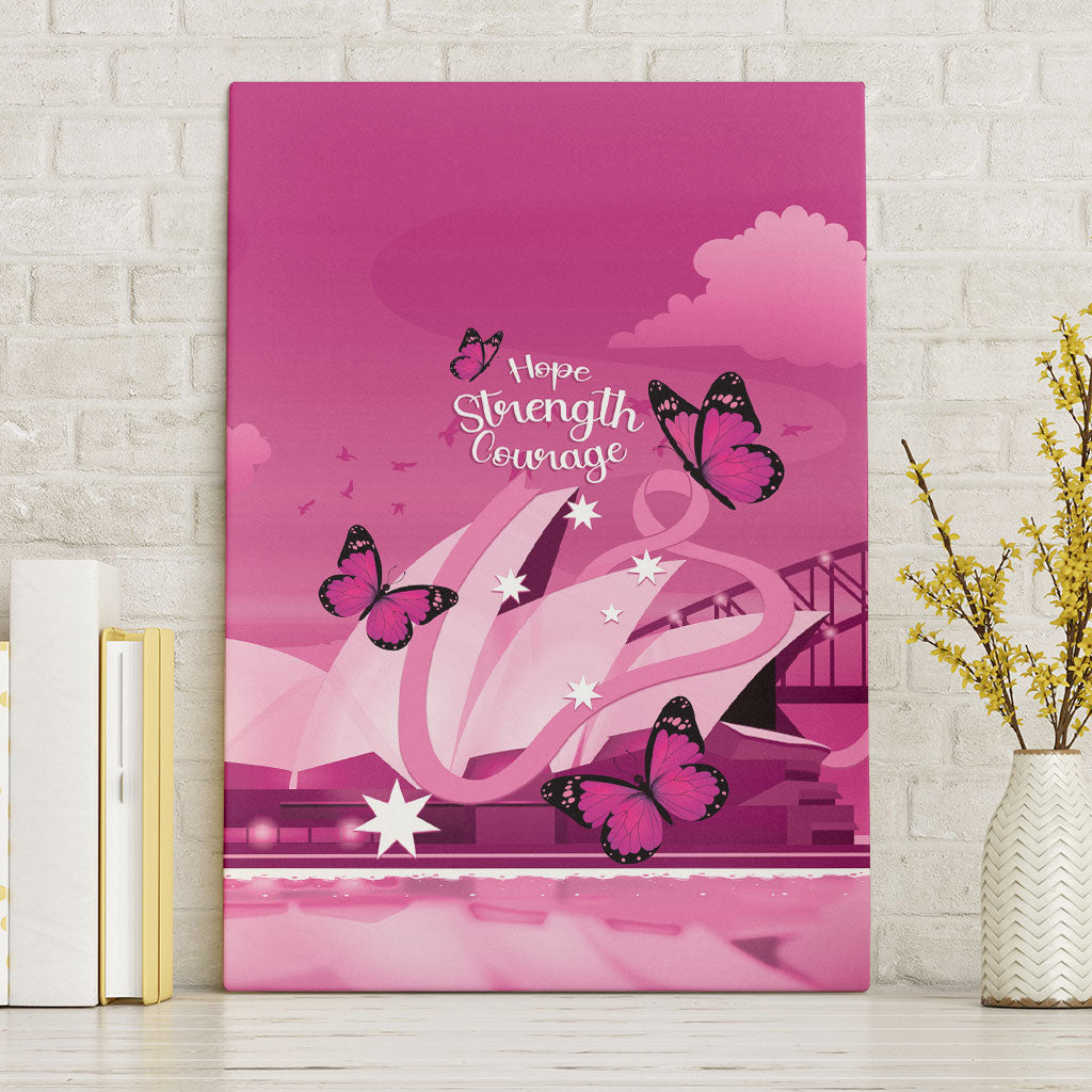 Australia Breast Cancer Support Canvas Wall Art Sydney Opera House Butterfly Pink Ribbon