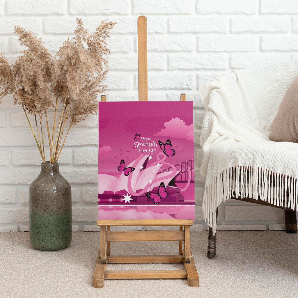 Australia Breast Cancer Support Canvas Wall Art Sydney Opera House Butterfly Pink Ribbon