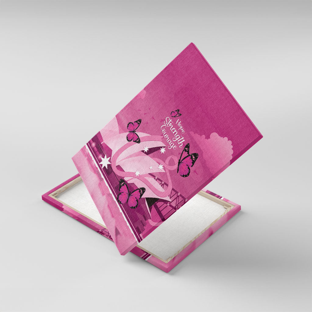 Australia Breast Cancer Support Canvas Wall Art Sydney Opera House Butterfly Pink Ribbon