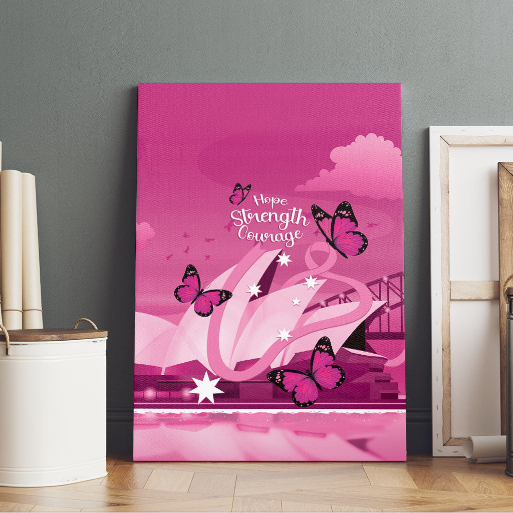 Australia Breast Cancer Support Canvas Wall Art Sydney Opera House Butterfly Pink Ribbon