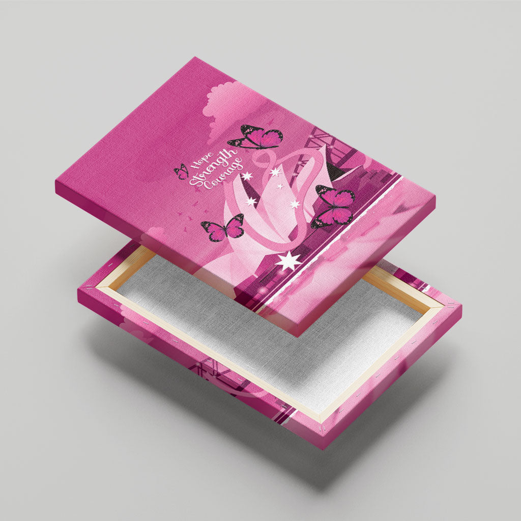 Australia Breast Cancer Support Canvas Wall Art Sydney Opera House Butterfly Pink Ribbon