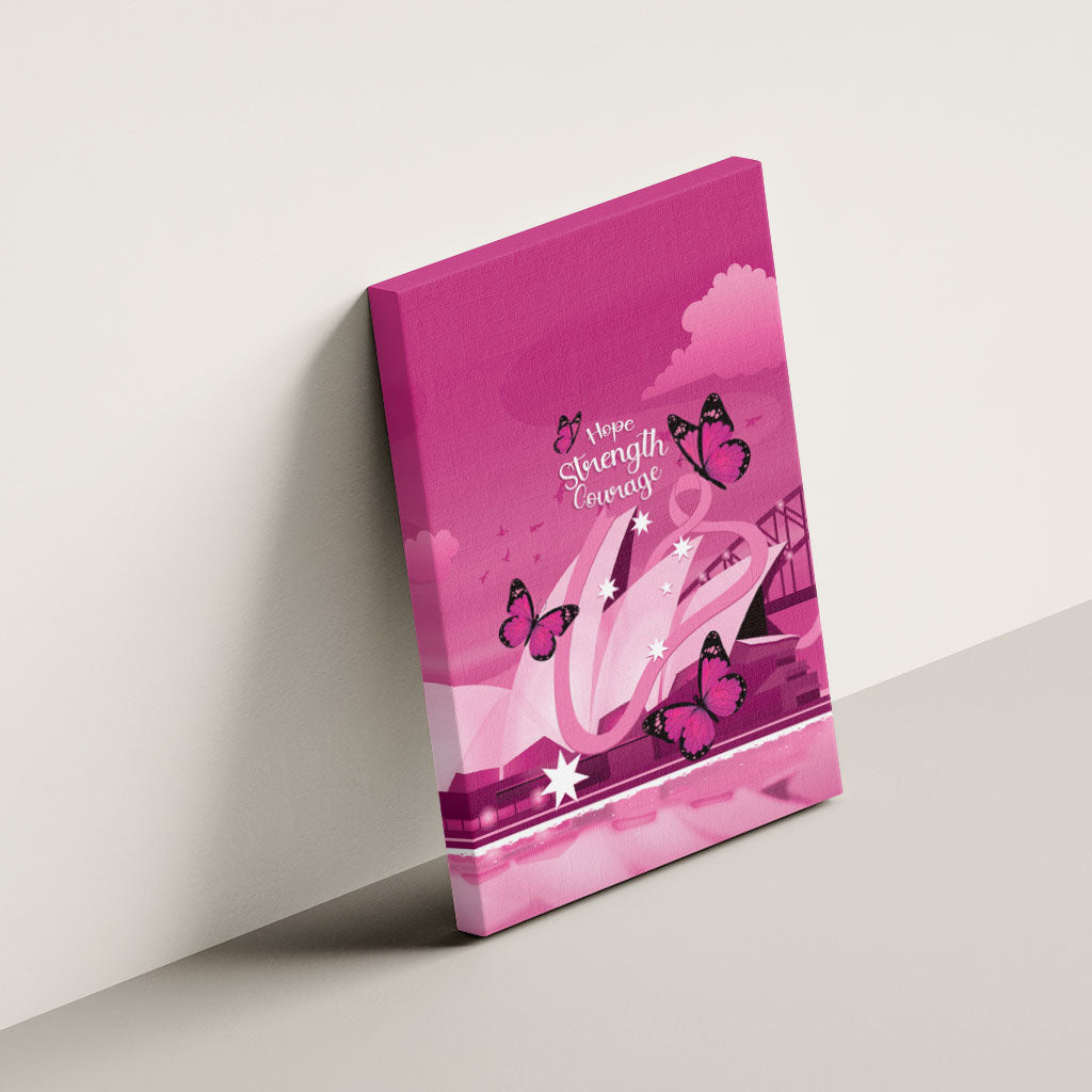 Australia Breast Cancer Support Canvas Wall Art Sydney Opera House Butterfly Pink Ribbon