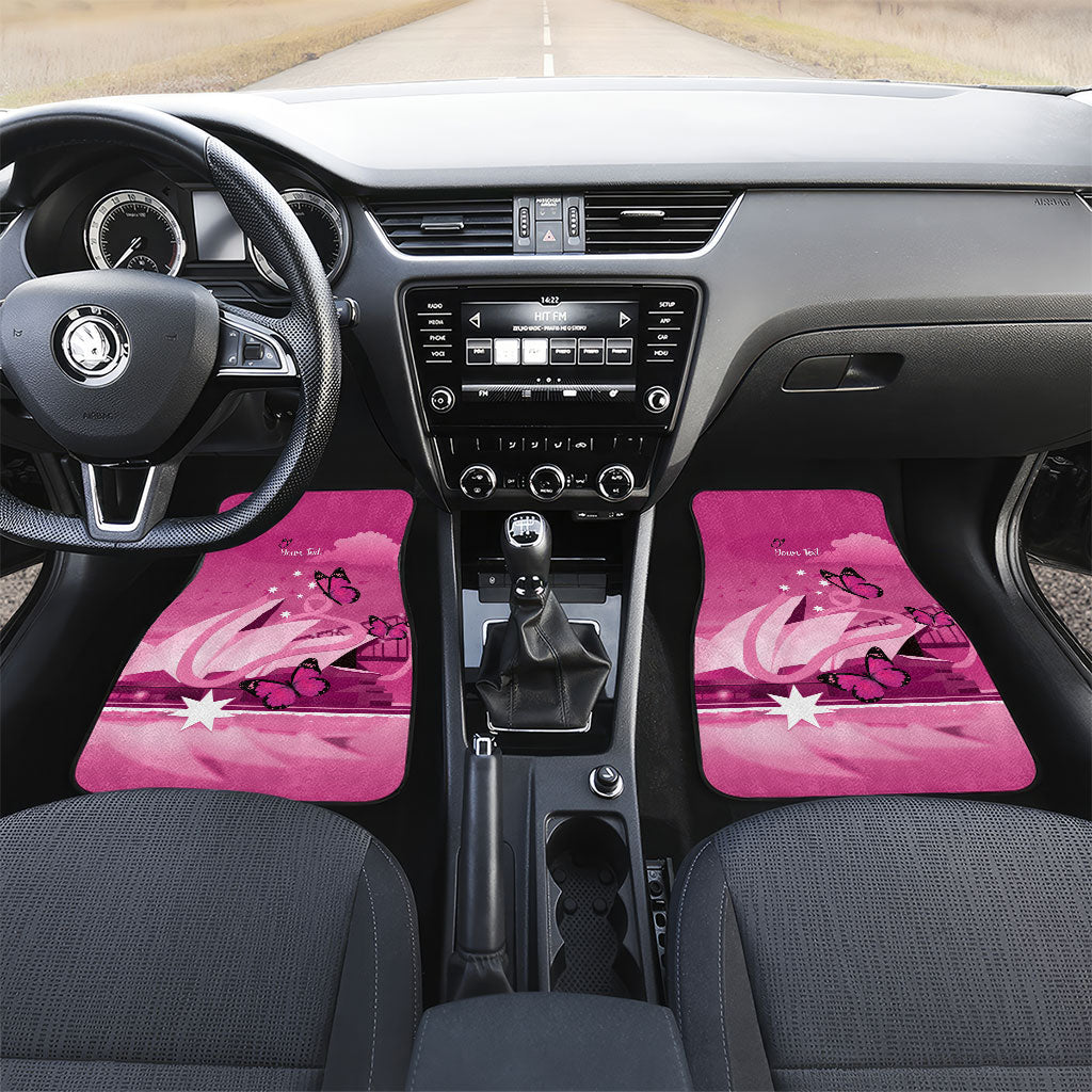 Personalised Australia Breast Cancer Support Car Mats Sydney Opera House Butterfly Pink Ribbon