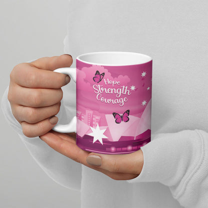 Australia Breast Cancer Support Ceramic Mug Sydney Opera House Butterfly Pink Ribbon