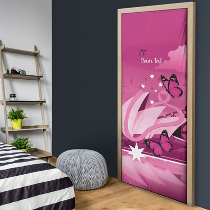 Personalised Australia Breast Cancer Support Door Cover Sydney Opera House Butterfly Pink Ribbon