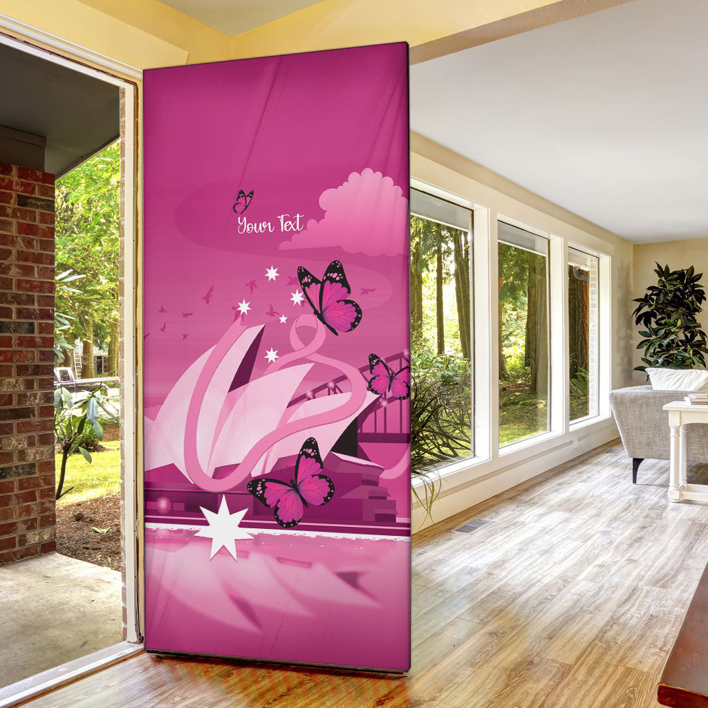 Personalised Australia Breast Cancer Support Door Cover Sydney Opera House Butterfly Pink Ribbon