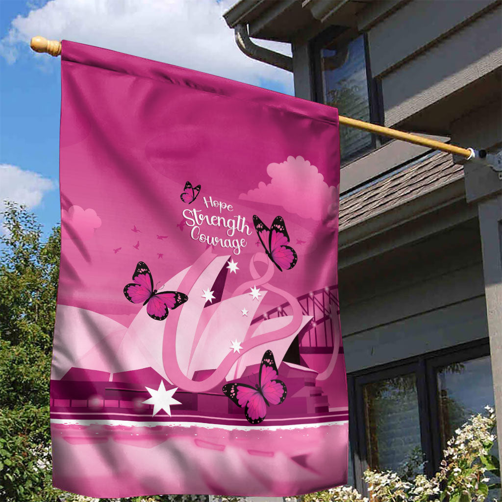 Australia Breast Cancer Support Garden Flag Sydney Opera House Butterfly Pink Ribbon