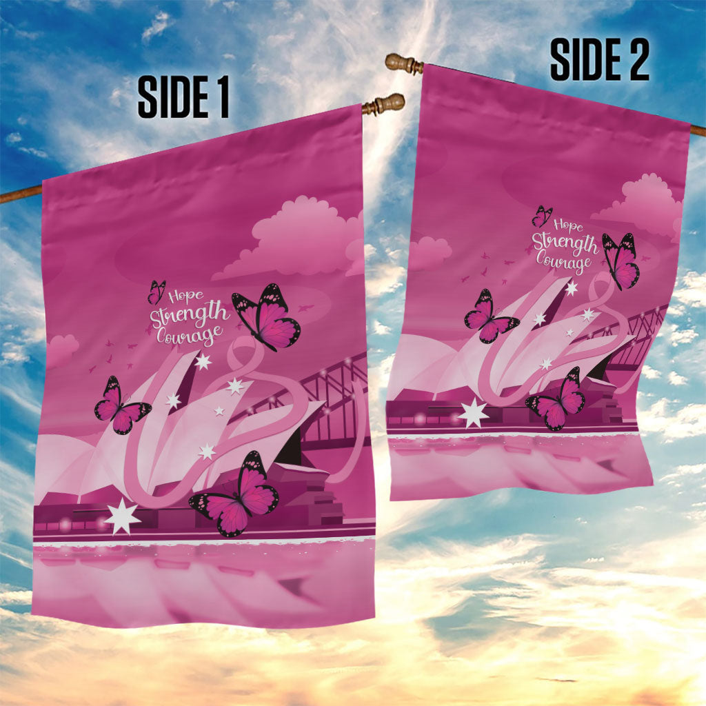 Australia Breast Cancer Support Garden Flag Sydney Opera House Butterfly Pink Ribbon