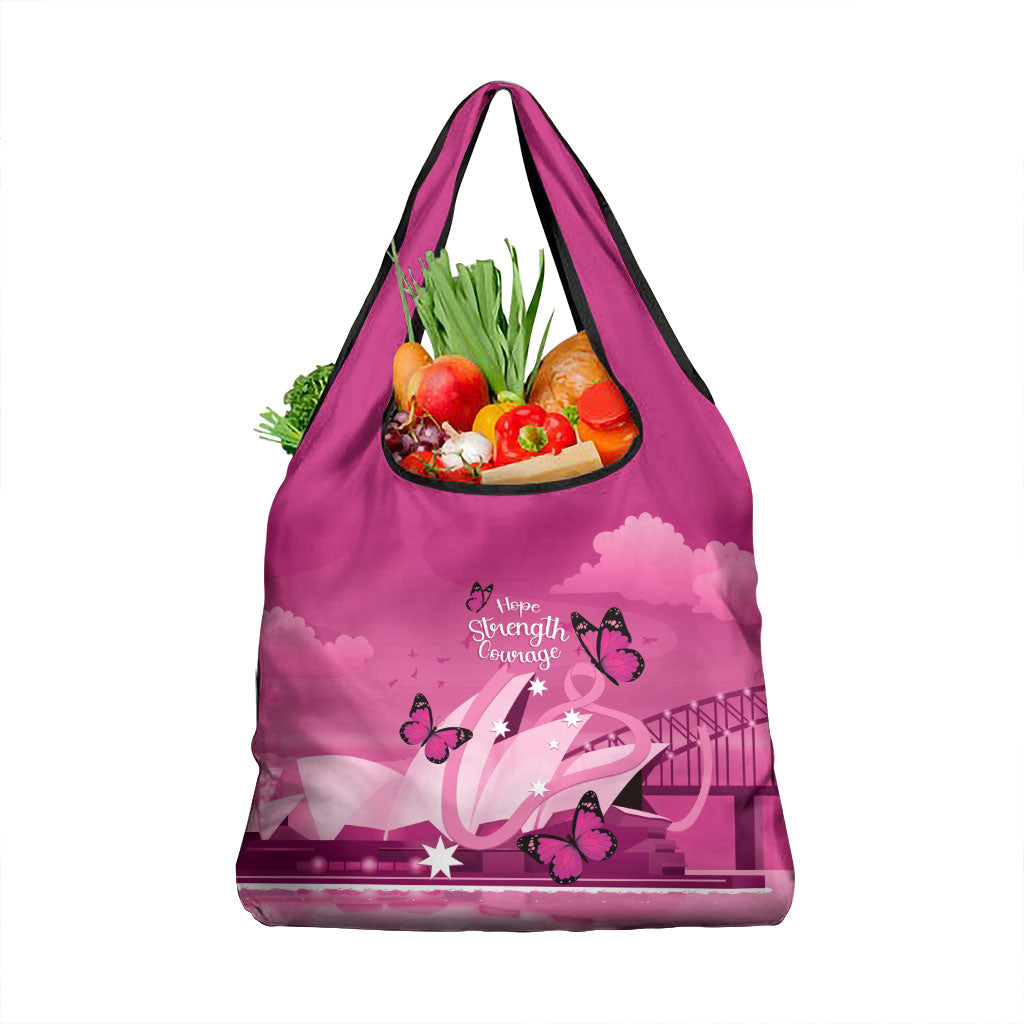 Australia Breast Cancer Support Grocery Bag Sydney Opera House Butterfly Pink Ribbon