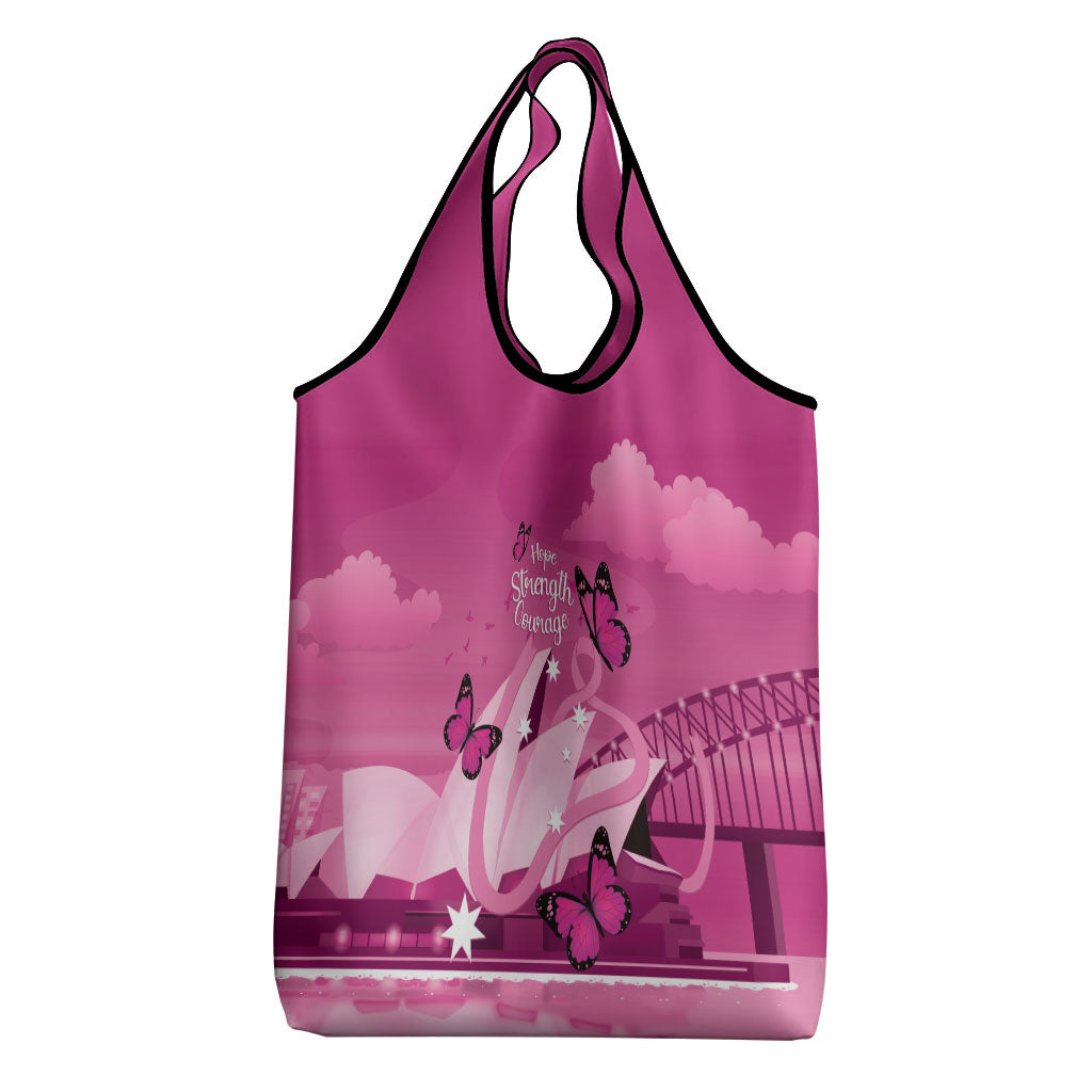 Australia Breast Cancer Support Grocery Bag Sydney Opera House Butterfly Pink Ribbon