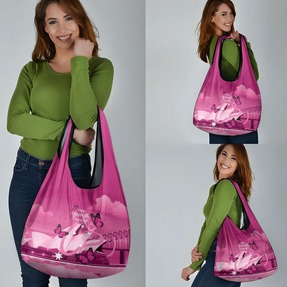 Australia Breast Cancer Support Grocery Bag Sydney Opera House Butterfly Pink Ribbon