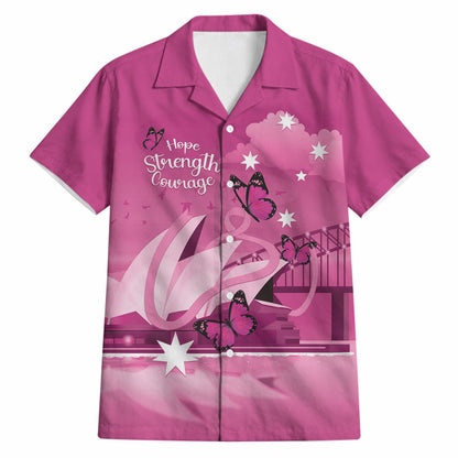 Personalised Australia Breast Cancer Support Hawaiian Shirt Sydney Opera House Butterfly Pink Ribbon