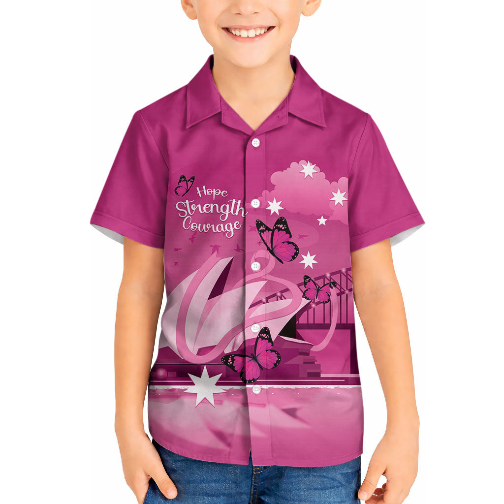 Personalised Australia Breast Cancer Support Hawaiian Shirt Sydney Opera House Butterfly Pink Ribbon