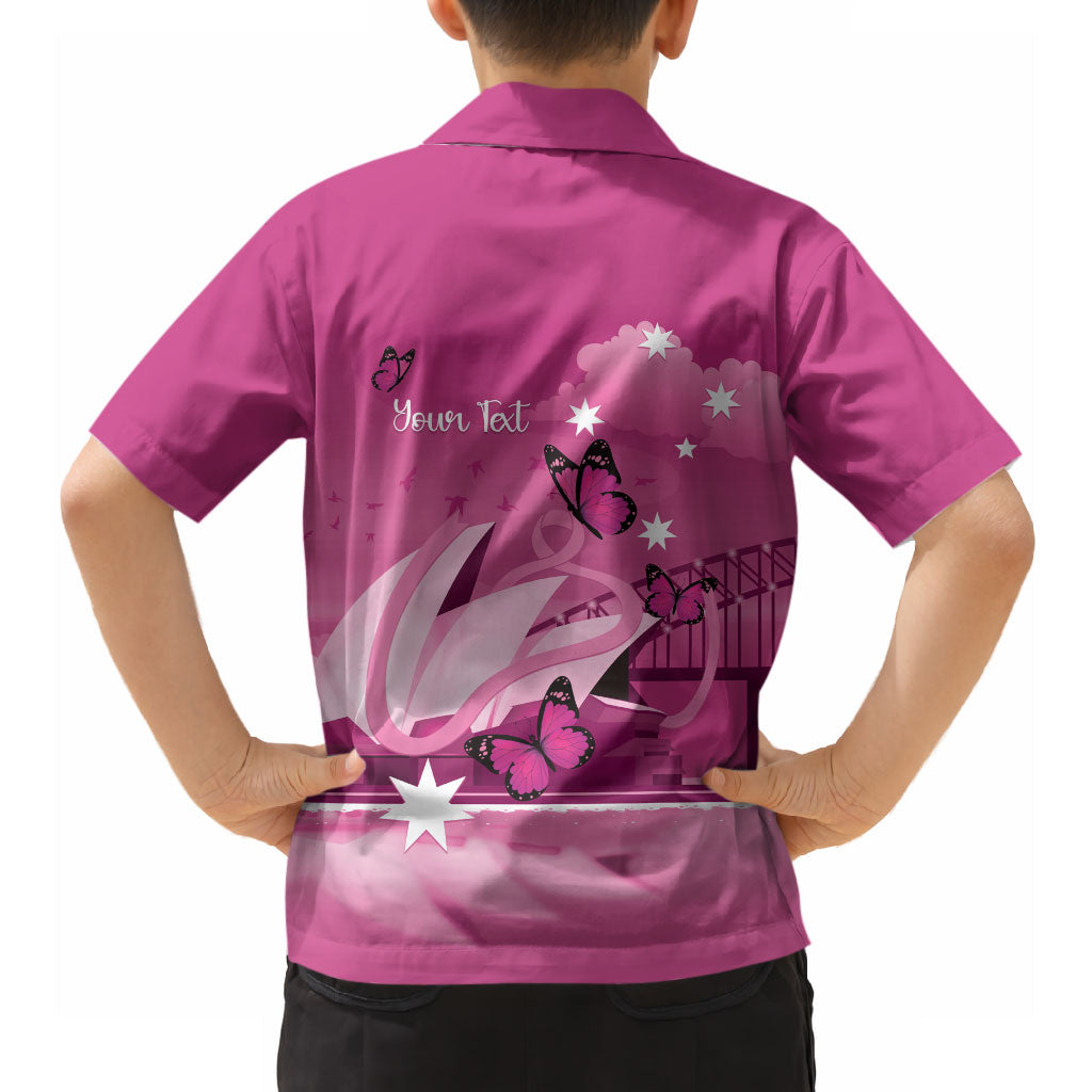 Personalised Australia Breast Cancer Support Hawaiian Shirt Sydney Opera House Butterfly Pink Ribbon