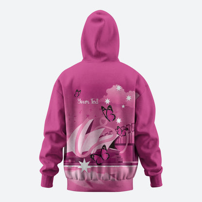 Personalised Australia Breast Cancer Support Hoodie Sydney Opera House Butterfly Pink Ribbon