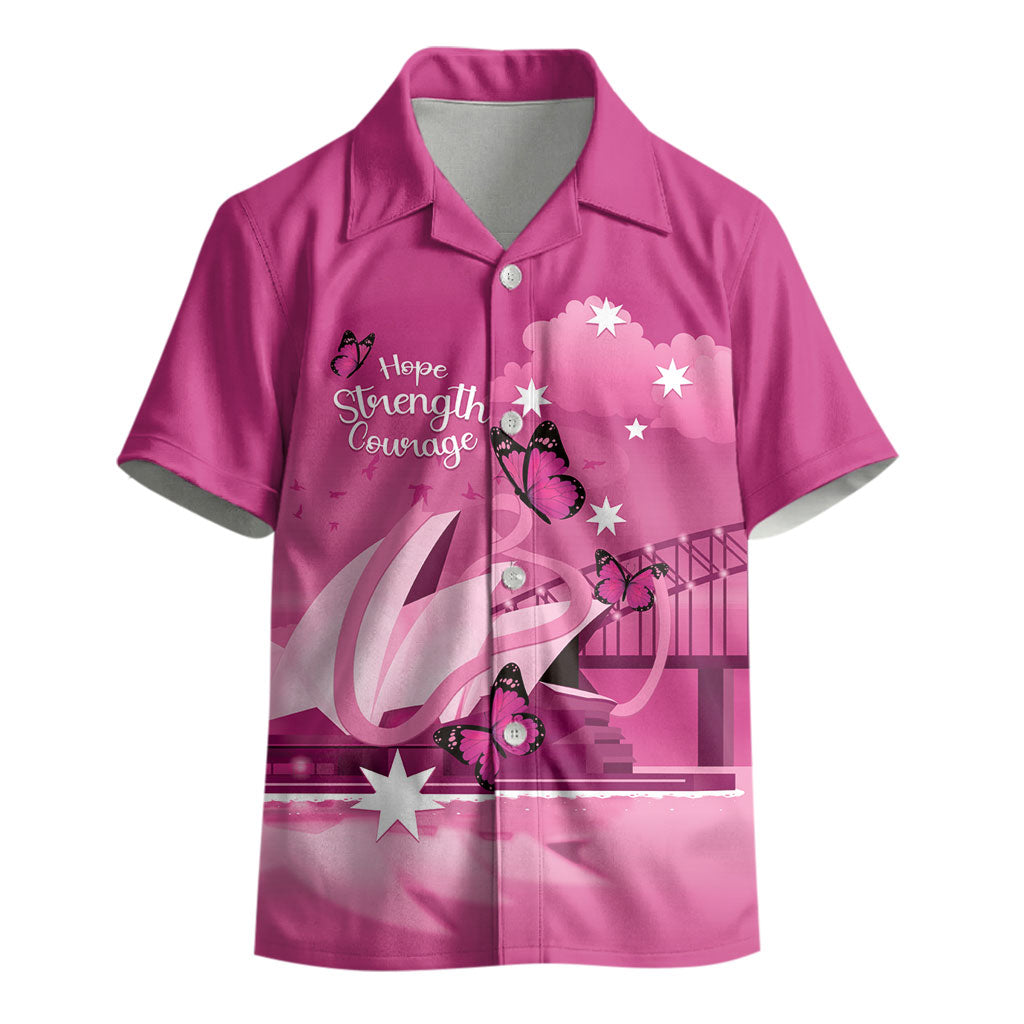 Personalised Australia Breast Cancer Support Kid Hawaiian Shirt Sydney Opera House Butterfly Pink Ribbon