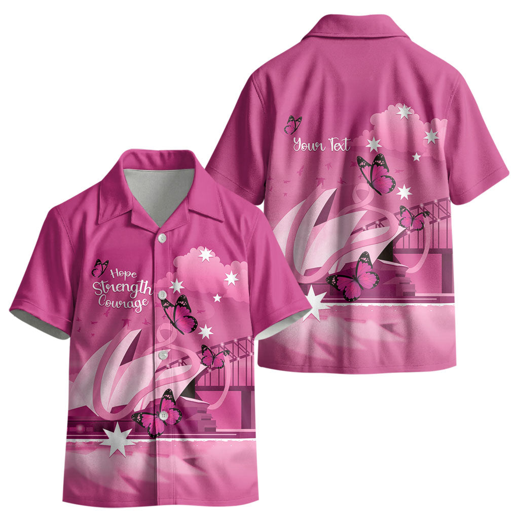 Personalised Australia Breast Cancer Support Kid Hawaiian Shirt Sydney Opera House Butterfly Pink Ribbon