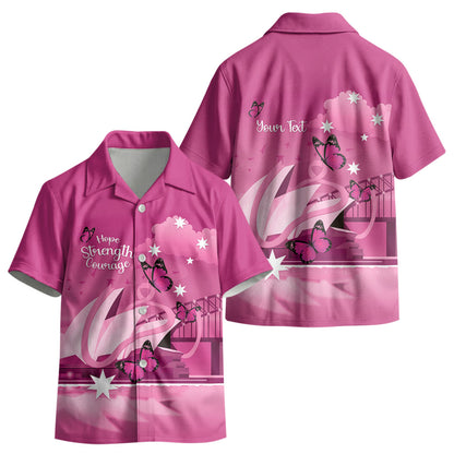 Personalised Australia Breast Cancer Support Kid Hawaiian Shirt Sydney Opera House Butterfly Pink Ribbon