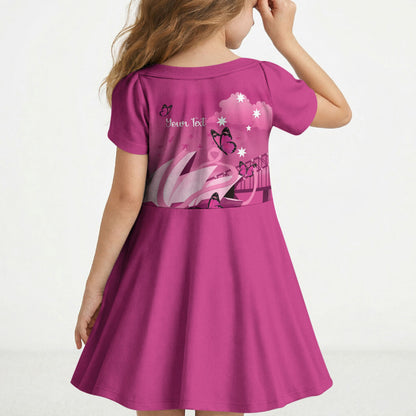 Personalised Australia Breast Cancer Support Kid Short Sleeve Dress Sydney Opera House Butterfly Pink Ribbon