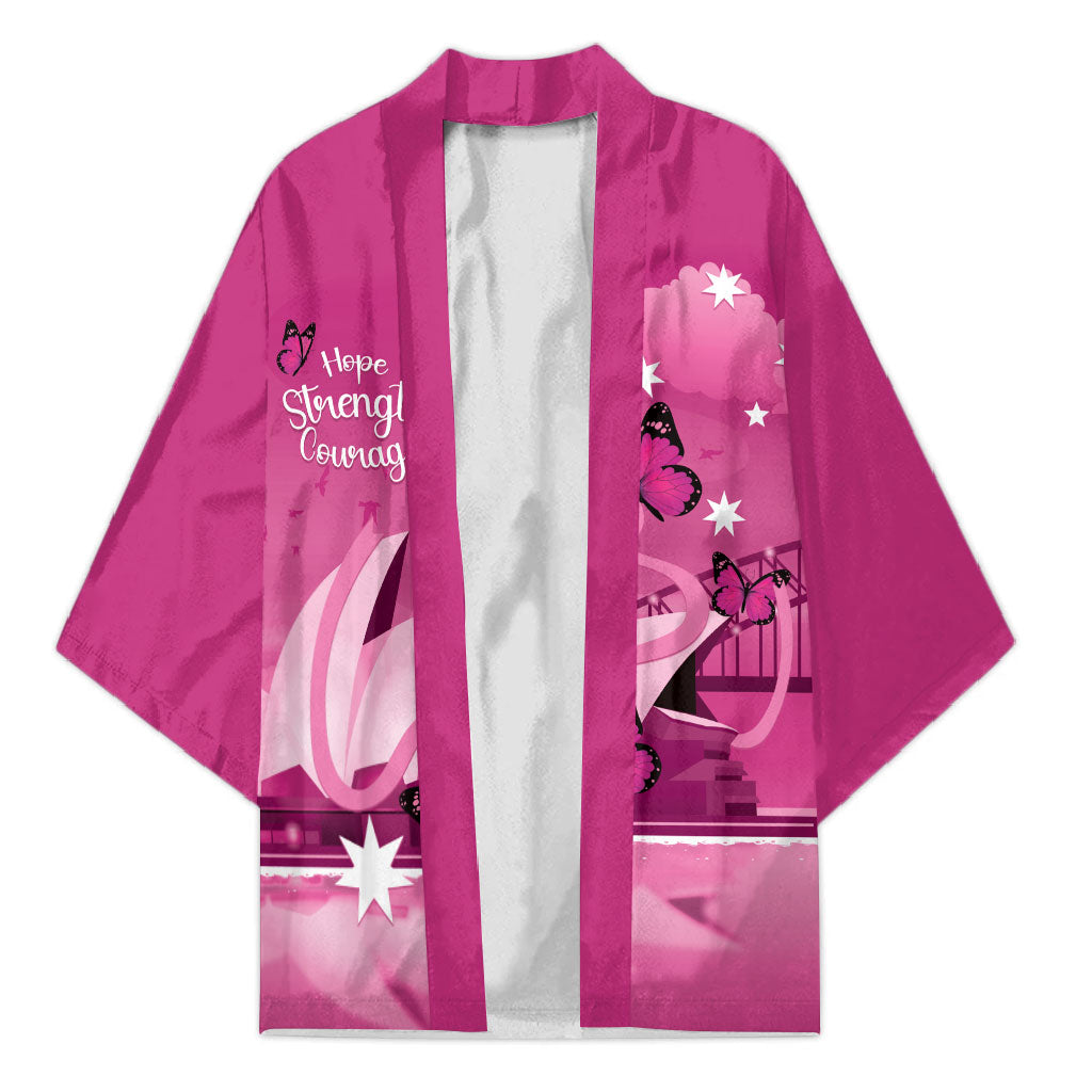 Personalised Australia Breast Cancer Support Kimono Sydney Opera House Butterfly Pink Ribbon