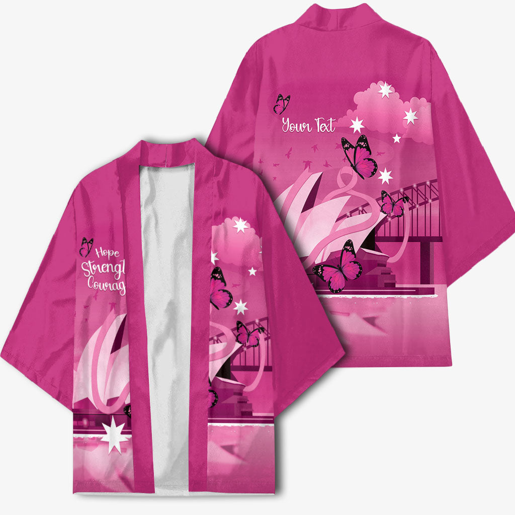 Personalised Australia Breast Cancer Support Kimono Sydney Opera House Butterfly Pink Ribbon