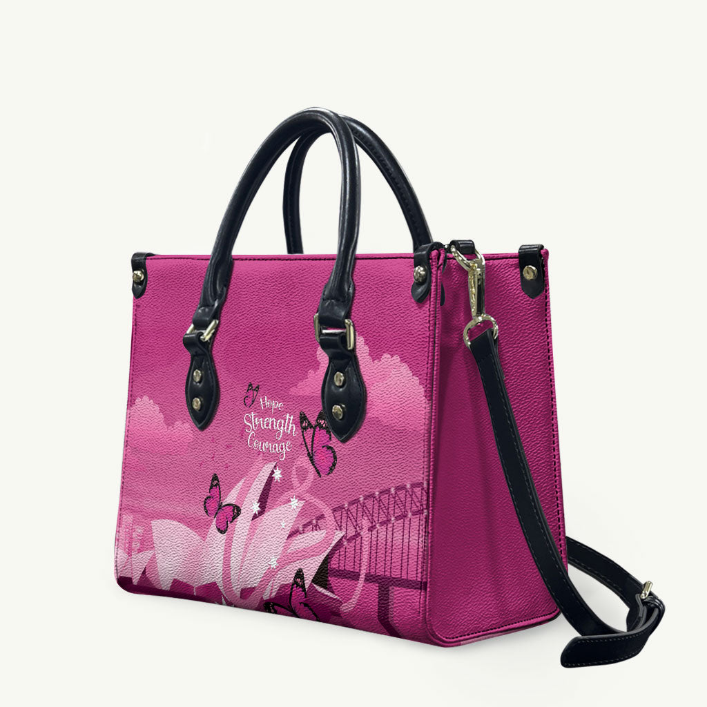 Australia Breast Cancer Support Leather Bag Sydney Opera House Butterfly Pink Ribbon