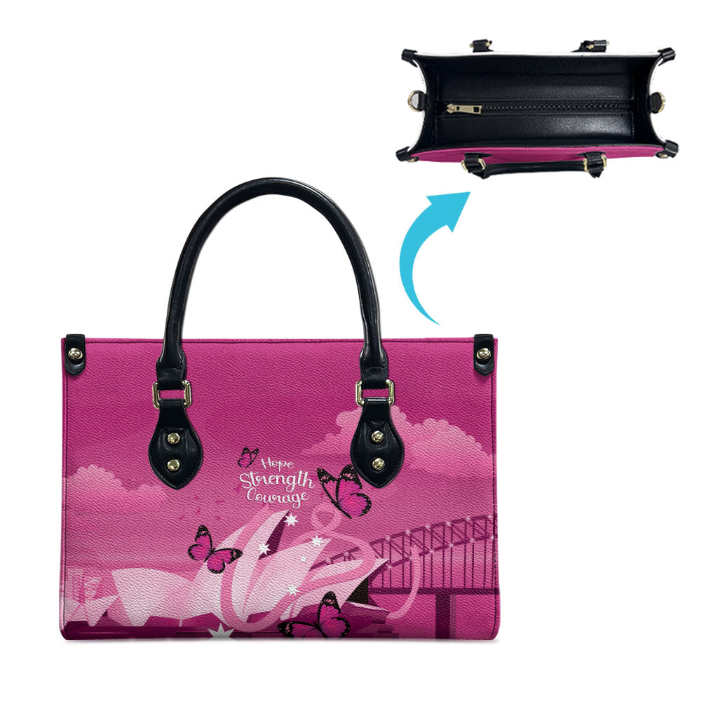 Australia Breast Cancer Support Leather Bag Sydney Opera House Butterfly Pink Ribbon