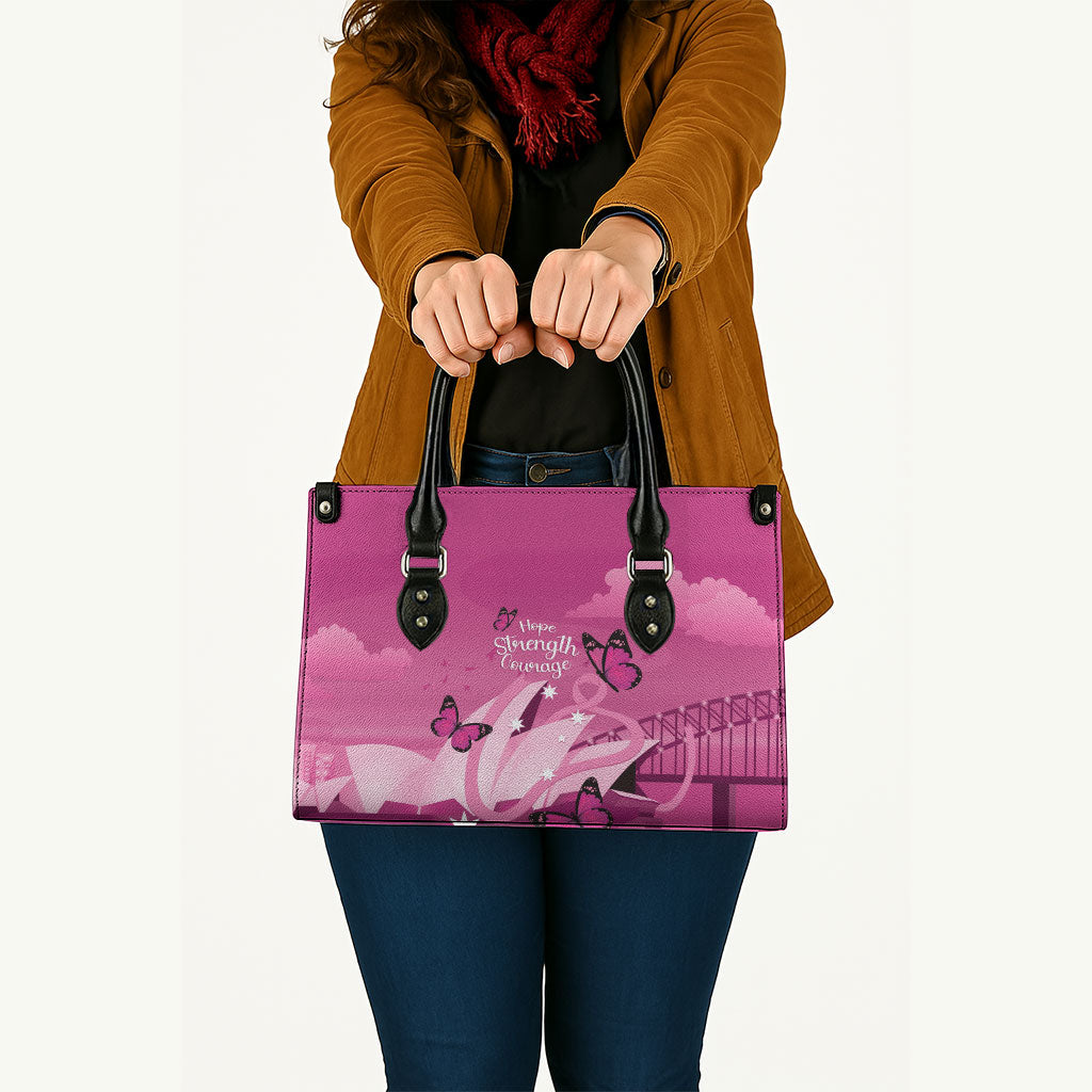 Australia Breast Cancer Support Leather Bag Sydney Opera House Butterfly Pink Ribbon