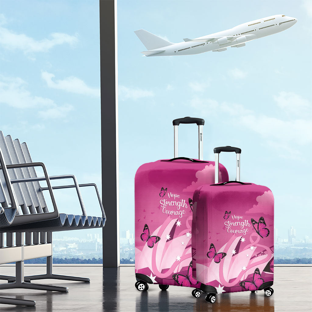 Australia Breast Cancer Support Luggage Cover Sydney Opera House Butterfly Pink Ribbon