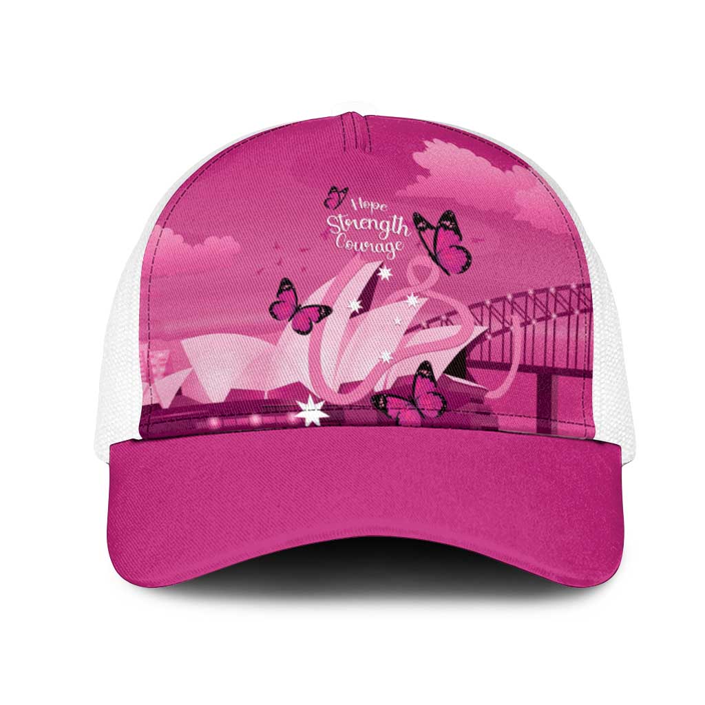 Australia Breast Cancer Support Mesh Trucker Cap Sydney Opera House Butterfly Pink Ribbon