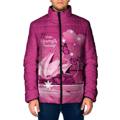 Personalised Australia Breast Cancer Support Padded Jacket Sydney Opera House Butterfly Pink Ribbon