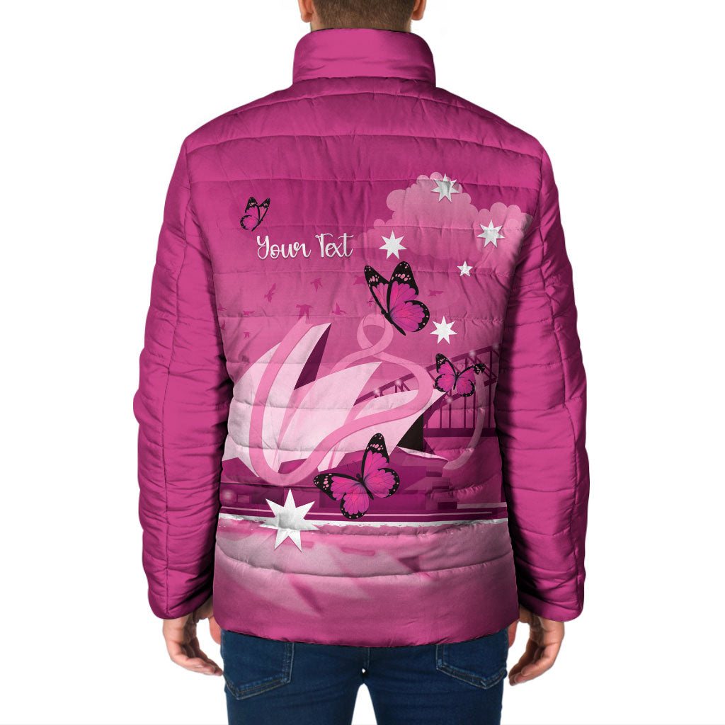 Personalised Australia Breast Cancer Support Padded Jacket Sydney Opera House Butterfly Pink Ribbon