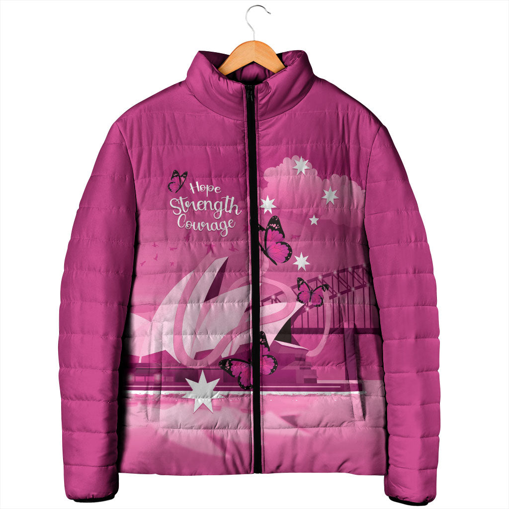 Personalised Australia Breast Cancer Support Padded Jacket Sydney Opera House Butterfly Pink Ribbon